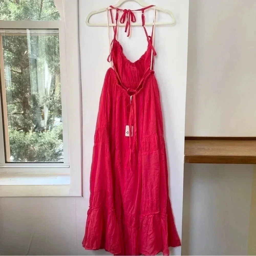 NWT Free People Taking Sides Maxi Dress in Red Roses Medium